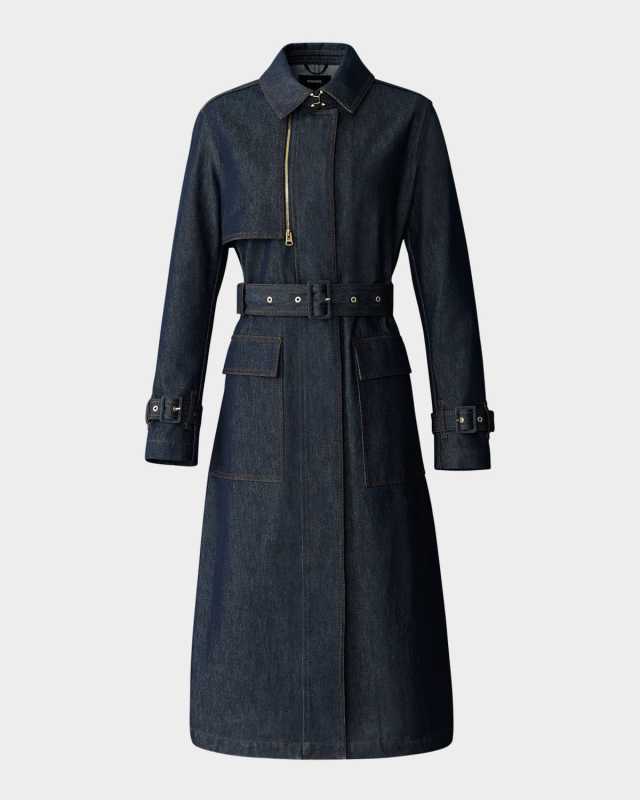 India Belted Denim Trench Coat
